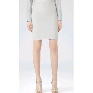 NEW REISS Valentina Skirt Women's 10 Wool-Blend Tailored Pencil in Blue Salt